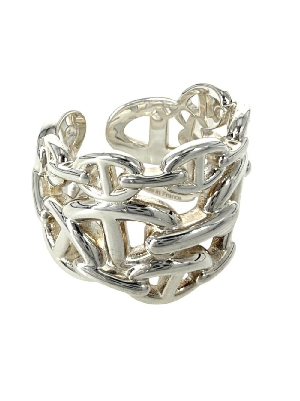 Hermes Ring Chaine D'ancre Enchainee GM 52 925 Sterling Silver